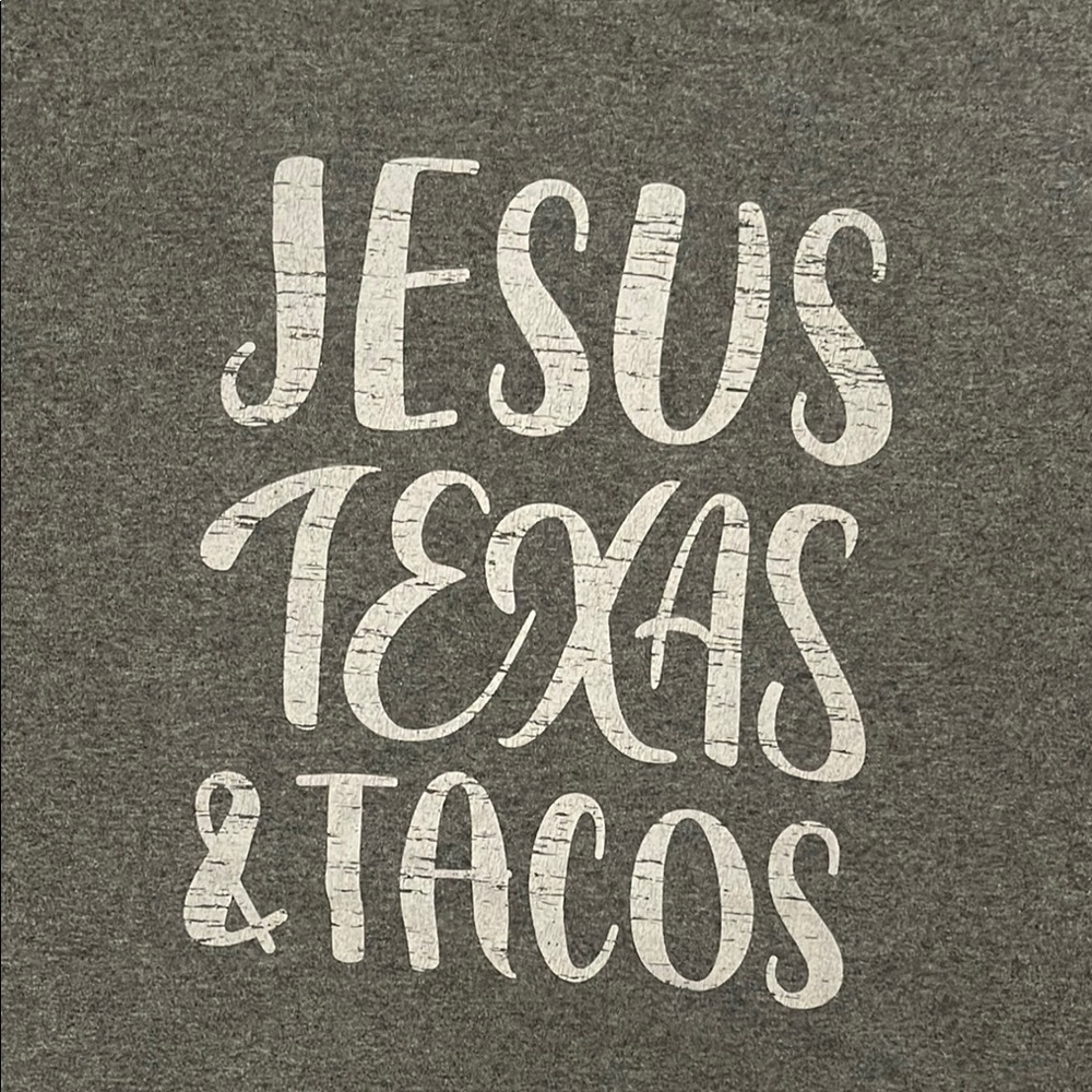 Gray Graphic T-Shirt - Jesus Texas & Tacos - Picture 2 of 2